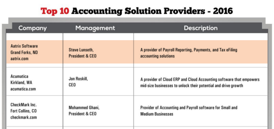 CFO Tech Outlook Top 10 Accounting Solution Providers