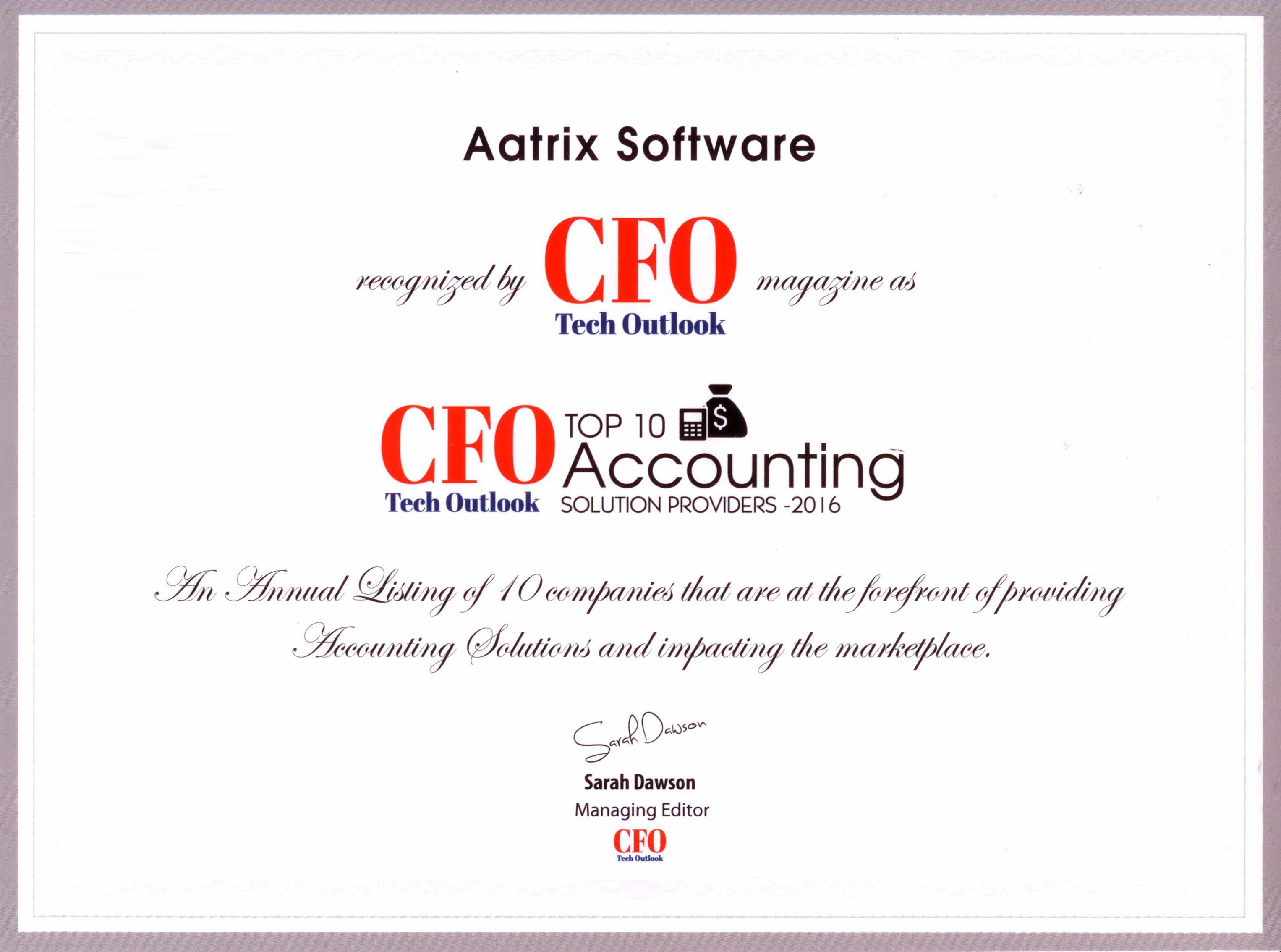 CFO Tech Outlook Top 10 Accounting Solution Providers