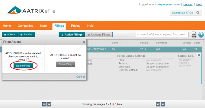 Learn how to delete a filing.