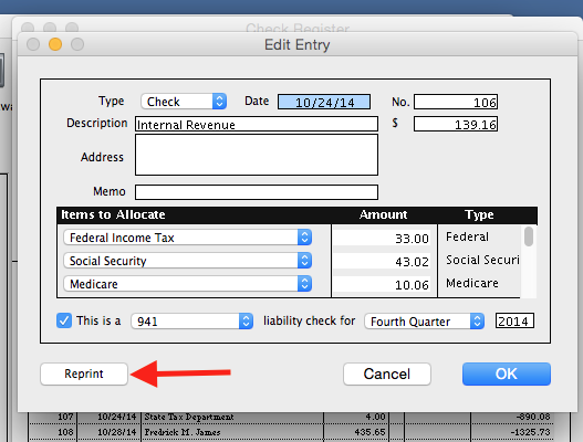 Learn how to reprint a Liability Check.