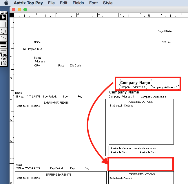 Read on how to add your company name and address to paycheck stubs.