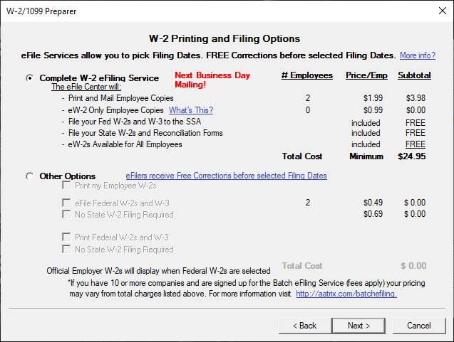 Learn how to print Employee Copies of W-2's and/or have them printed and mailed through Aatrix.